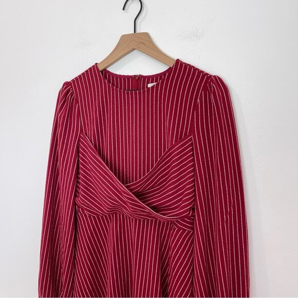 Tularosa | Lina Pinstripe Flounce Mini Dress Berry Fit & Flare Nwot Small - Picture 4 of 9